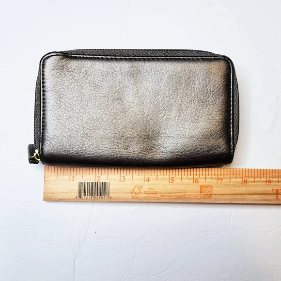 Buxton Double Zip Organizer Women's Wallet Clutch in Gunmetal Silver Est 1899 - Picture 8 of 9